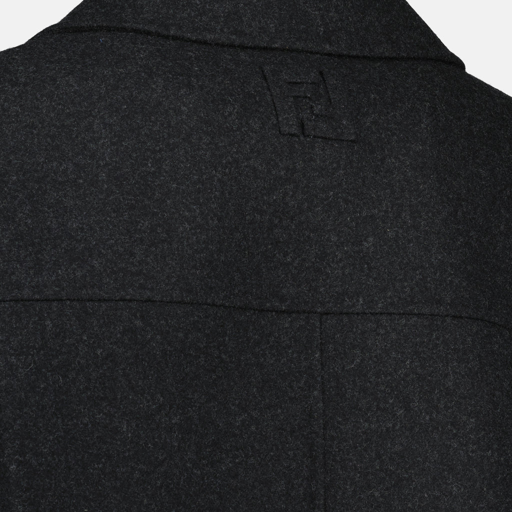 Image of the article Gray wool coat by Fendi for Men - Autumn-Winter 2025 - Detailed view_2