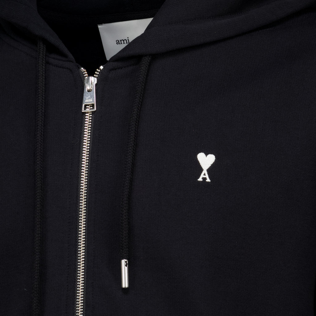 Sweatshirts AMI Heart Zip Sweatshirt in Black Ami PARIS Noir Homme