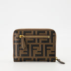 Piccola pelletteria Wallet con zip FF Diamonds Fendi Marrone Femme