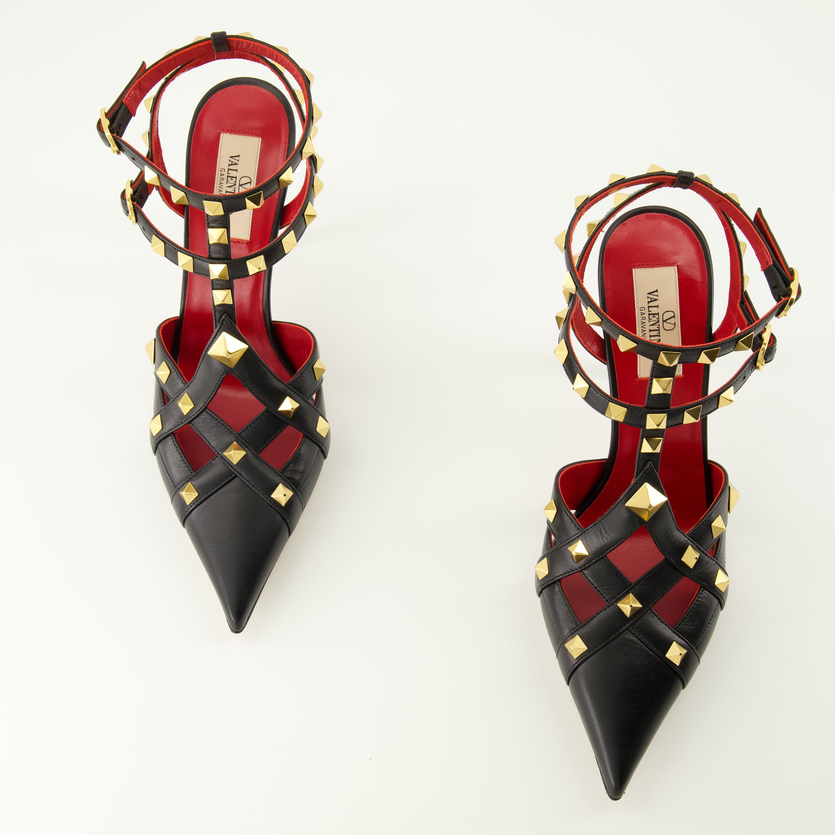 Escarpins Escarpins Rockstud en cuir noir et rouge Valentino Garavani Noir Femme