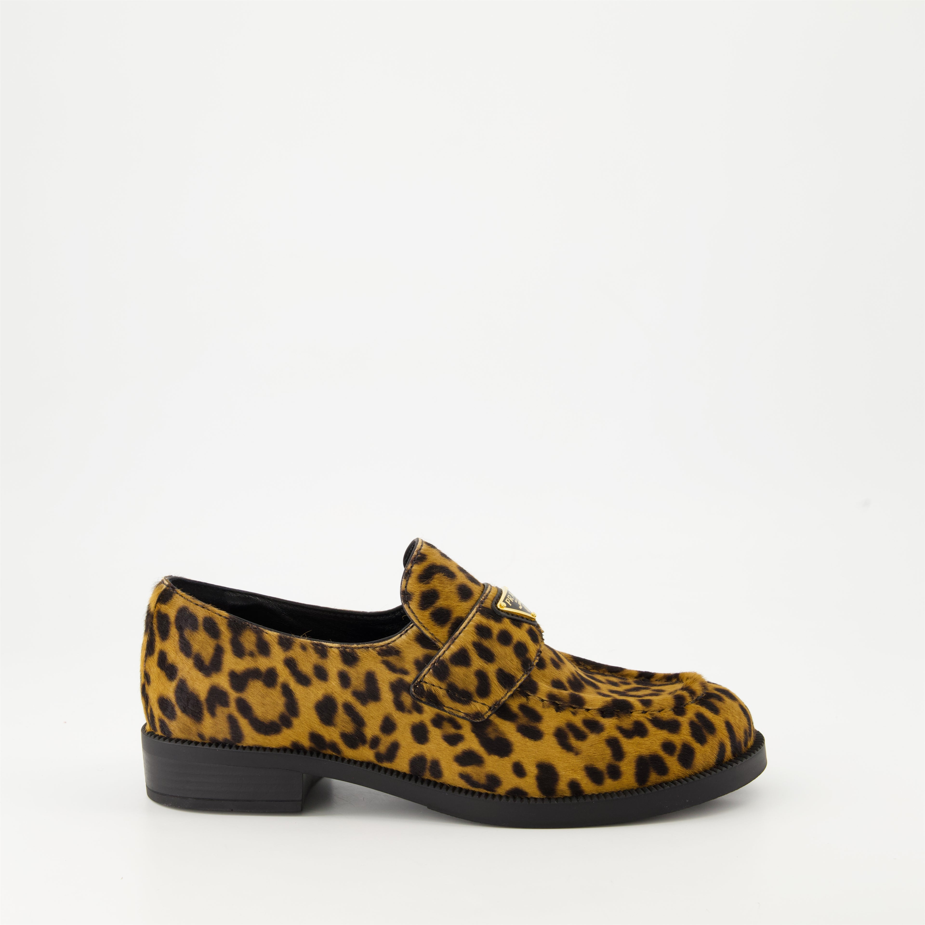 mocassins velours leopard prada