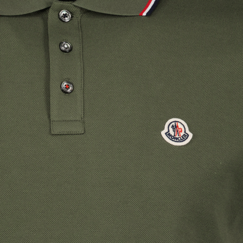 Polos Polo à logo et liseré Moncler Kaki Homme