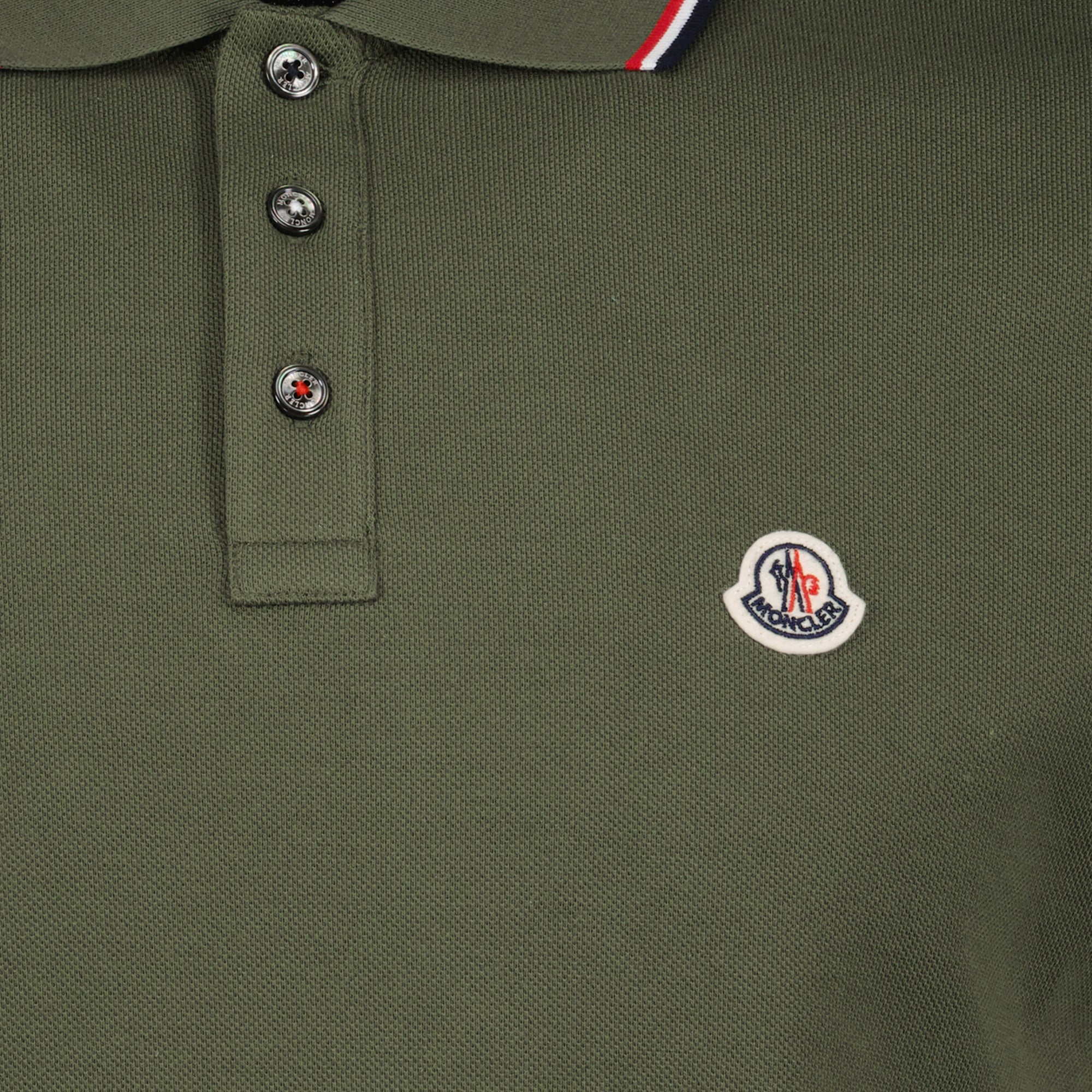Polos Polo à logo et liseré Moncler Kaki Homme