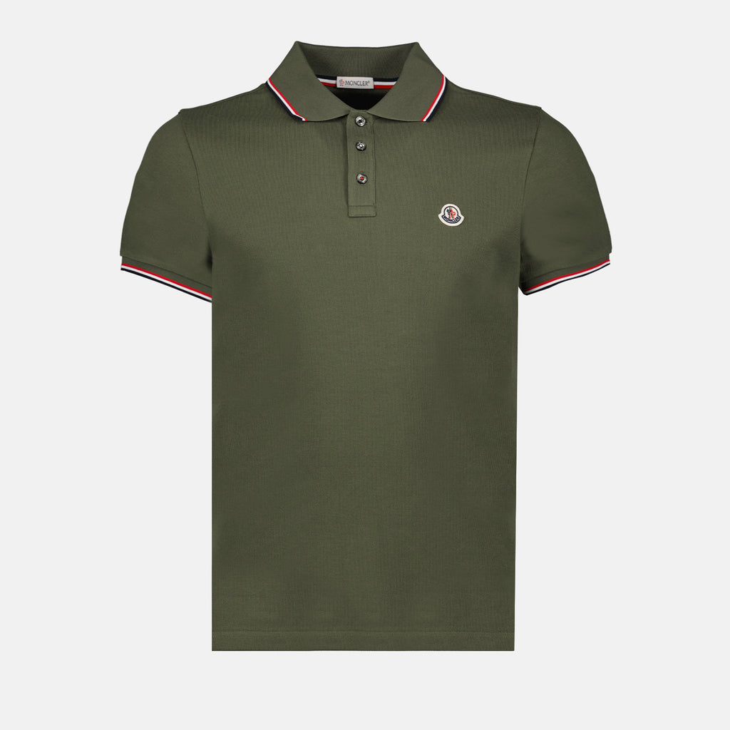 Polos Polo à logo et liseré Moncler Kaki Homme