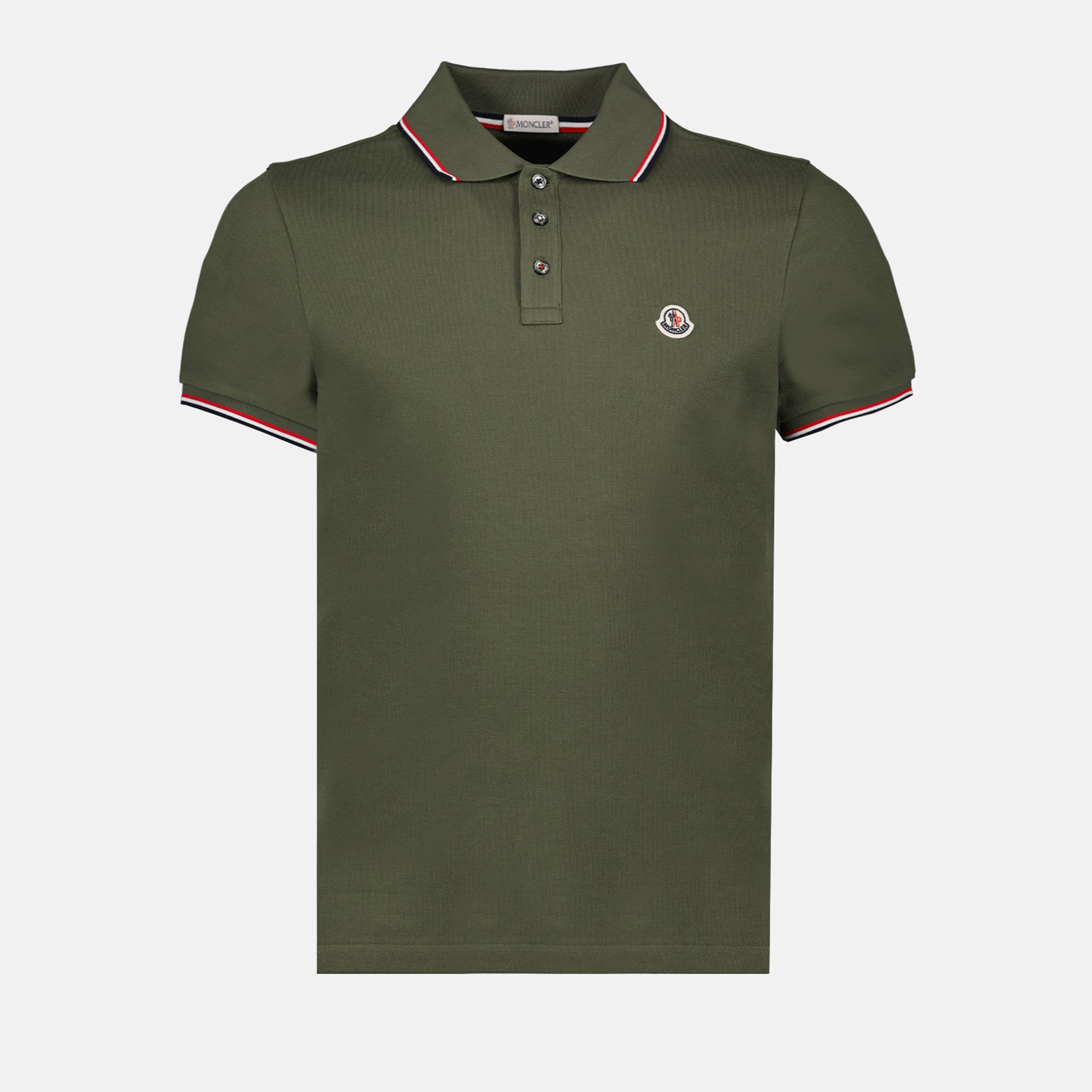 Polos Polo à logo et liseré Moncler Kaki Homme