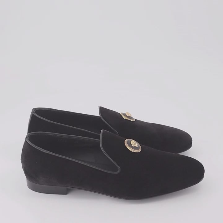 Loafer Mocassins en velours Versace Schwarz Homme