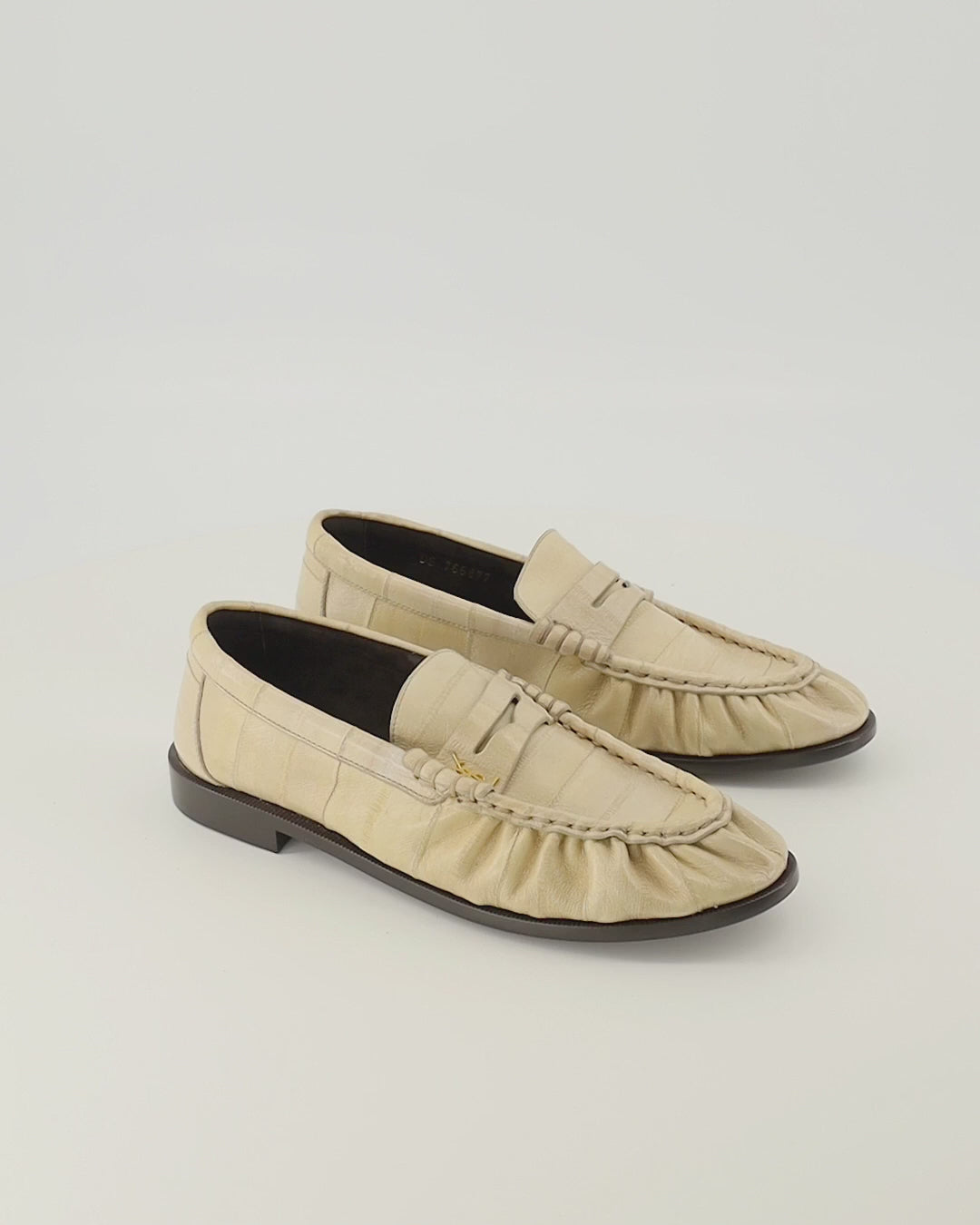 Mocassins Mocassins Loafer de Couro de Eel Bege Saint Laurent Beige Femme