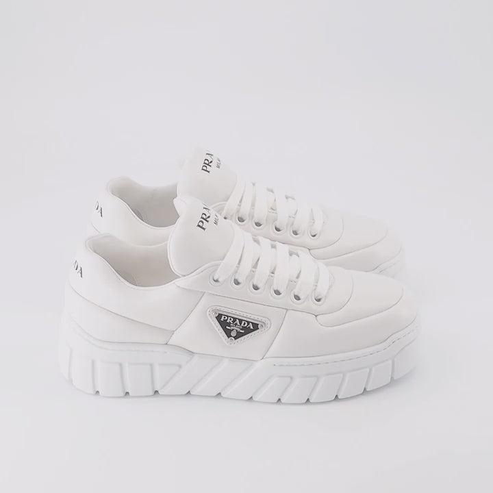 Sneaker Baskets en cuir nappa Prada Blanco Femme