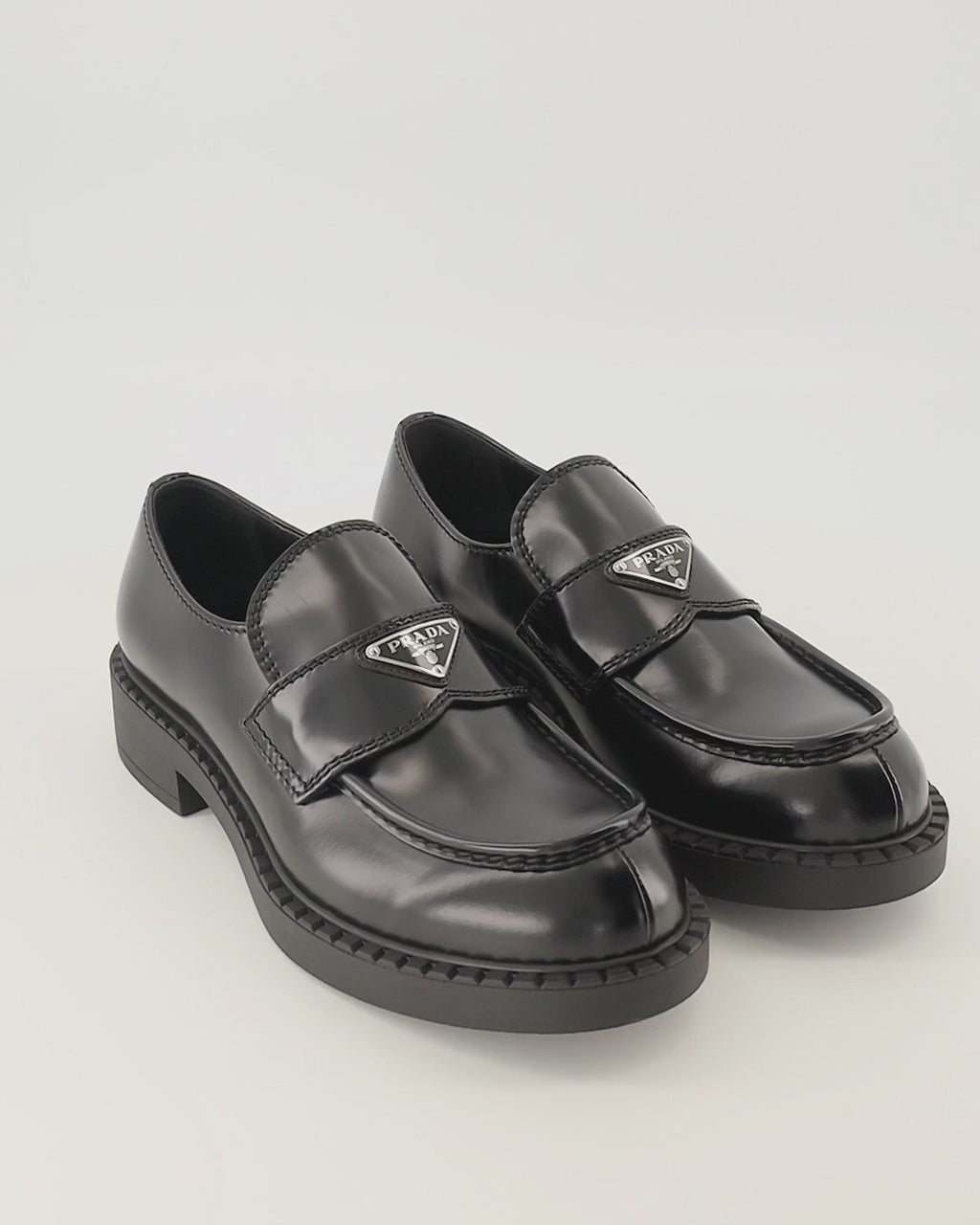 Mocassins Mocasines de Cuero Brushed Negro Prada Noir Homme