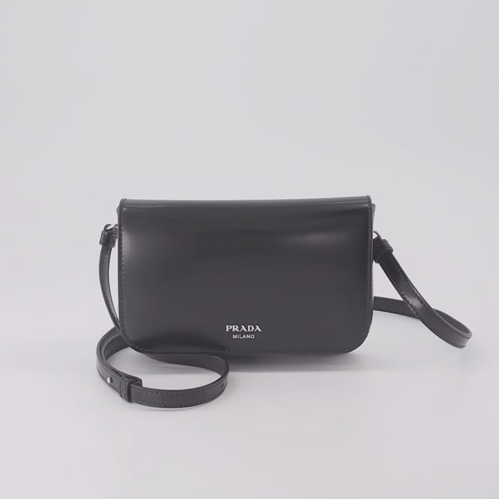 Crossbody bags Leather shoulder bag Prada Black Man