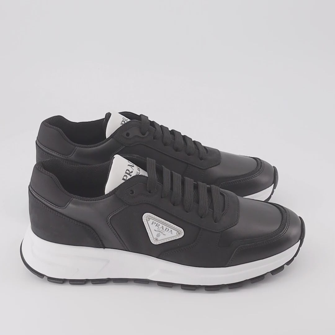 Sneakers Leather and Re-Nylon Sneakers Prada Black Man