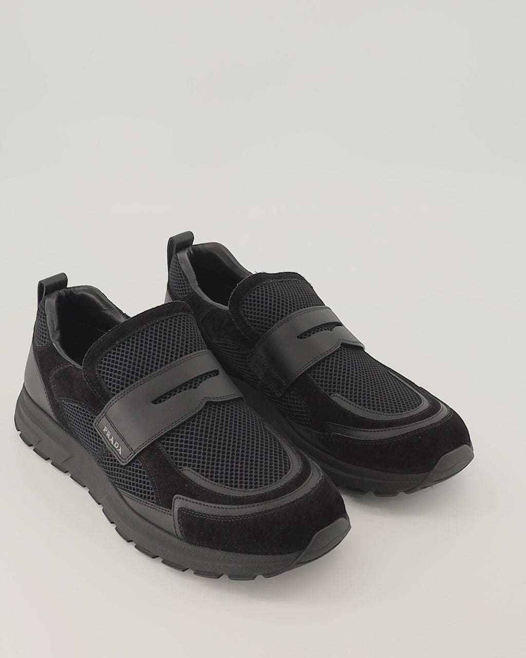 Baskets Prax Black Mesh Sneakers Prada Noir Homme
