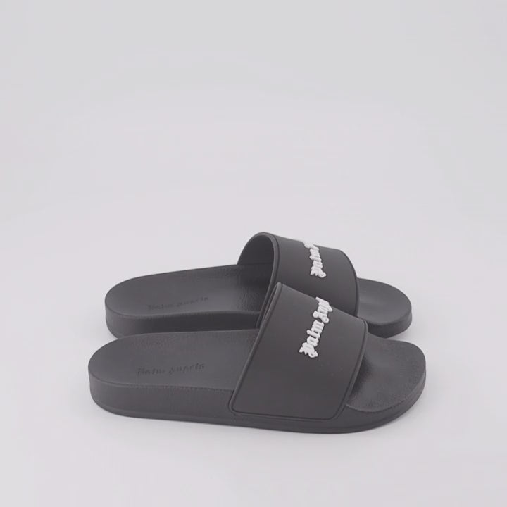 Open shoes Logo slides Palm Angels Black Women