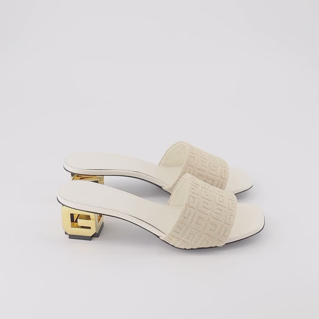 Chaussures ouvertes Mules G Cube en jute 4G Givenchy Beige Femme