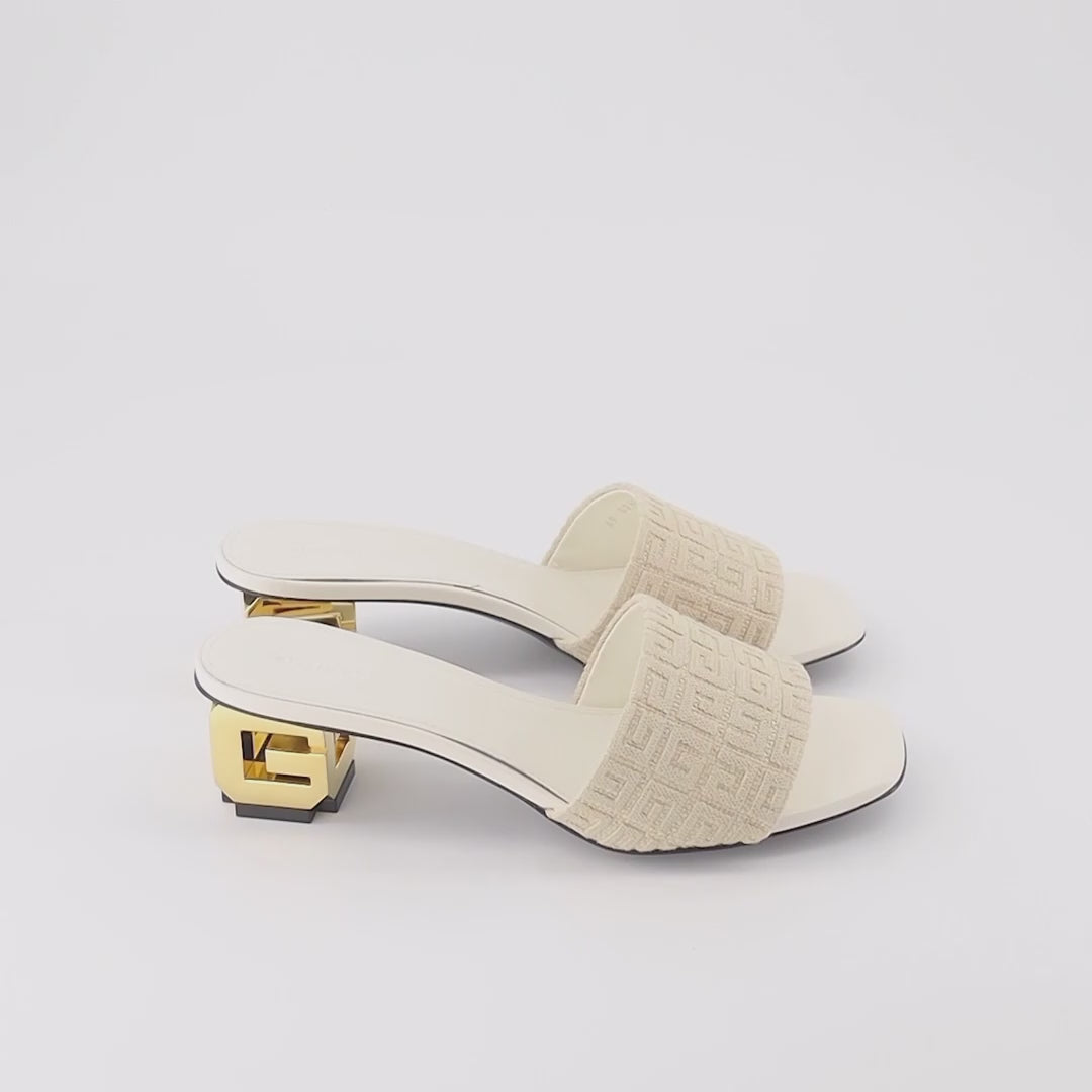 Chaussures ouvertes Mules G Cube en jute 4G Givenchy Beige Femme