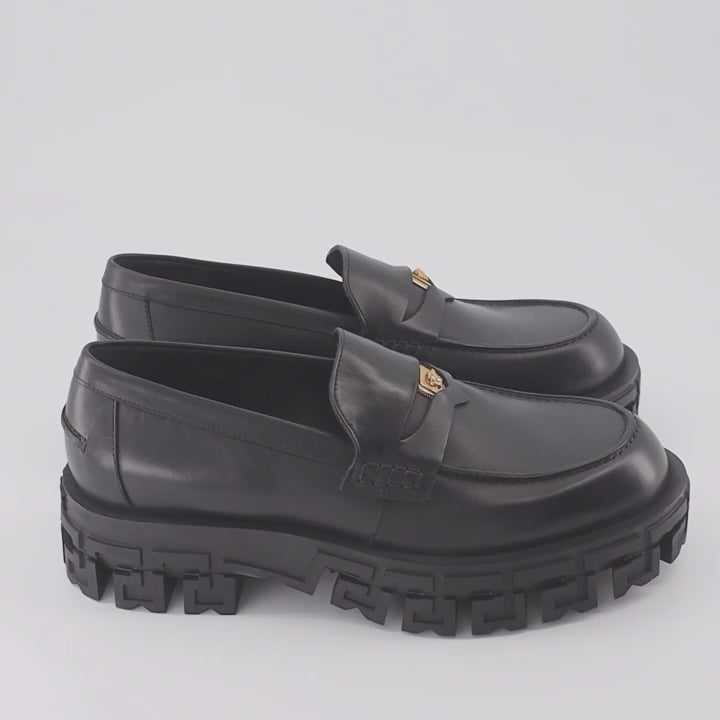 Loafers Greca Portico Loafers Versace Black Man