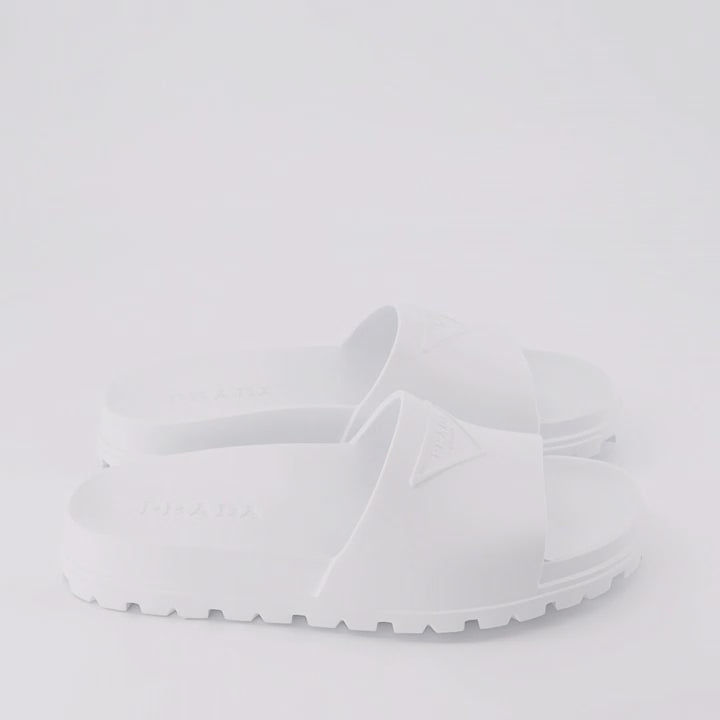 Open shoes Logo slides Prada White Man