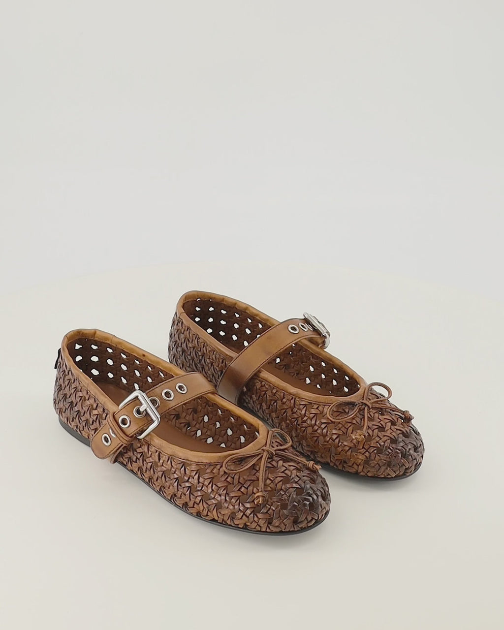 Chaussures plates Cannage-Leder-Ballerinas in Braun Miu Miu Marron Femme