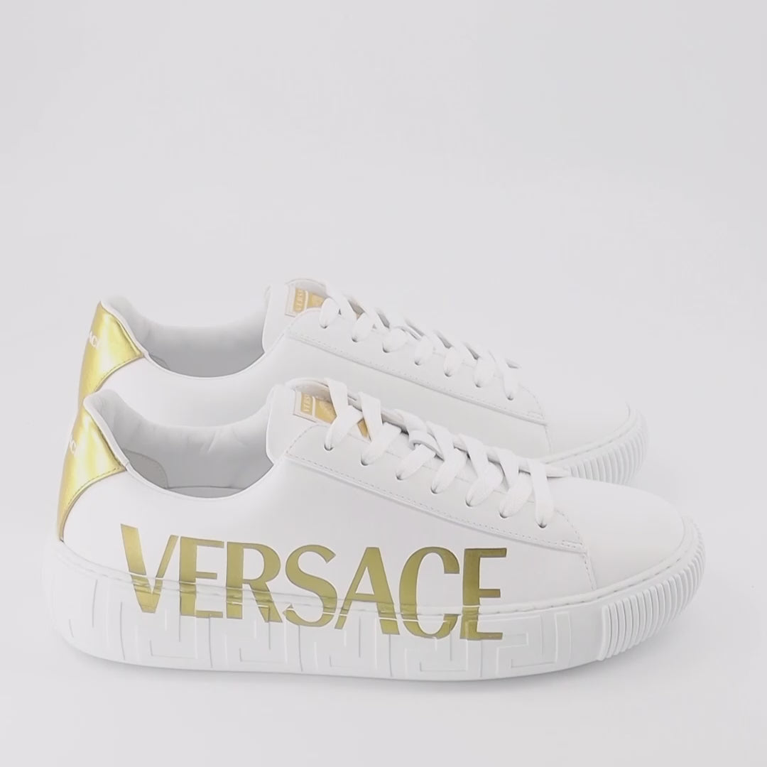 Baskets Baskets à logo Greca Versace Blanc Homme