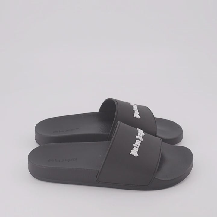 Open shoes Logo slides Palm Angels Black Man