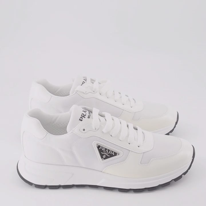 Sneaker Baskets en nylon Prada Weiß Homme