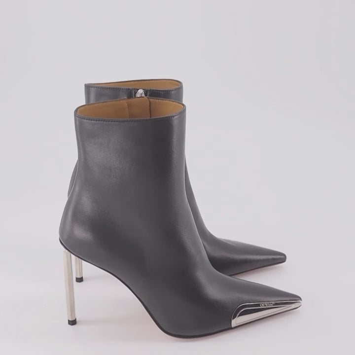 Silver heeled ankle boots