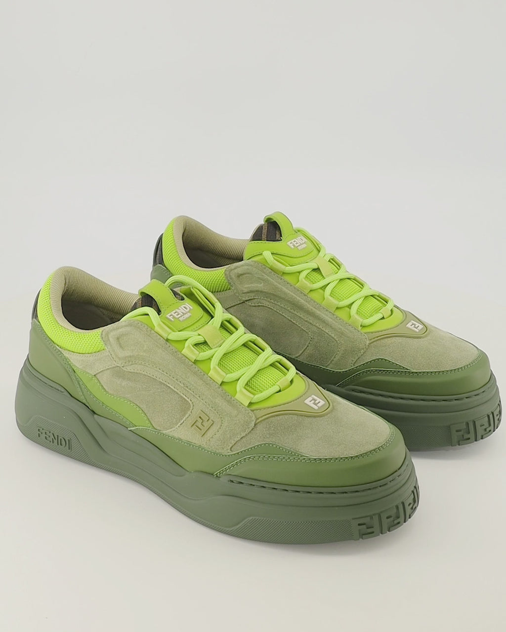 Baskets Fendi Force Green Sneakers Fendi Vert Homme
