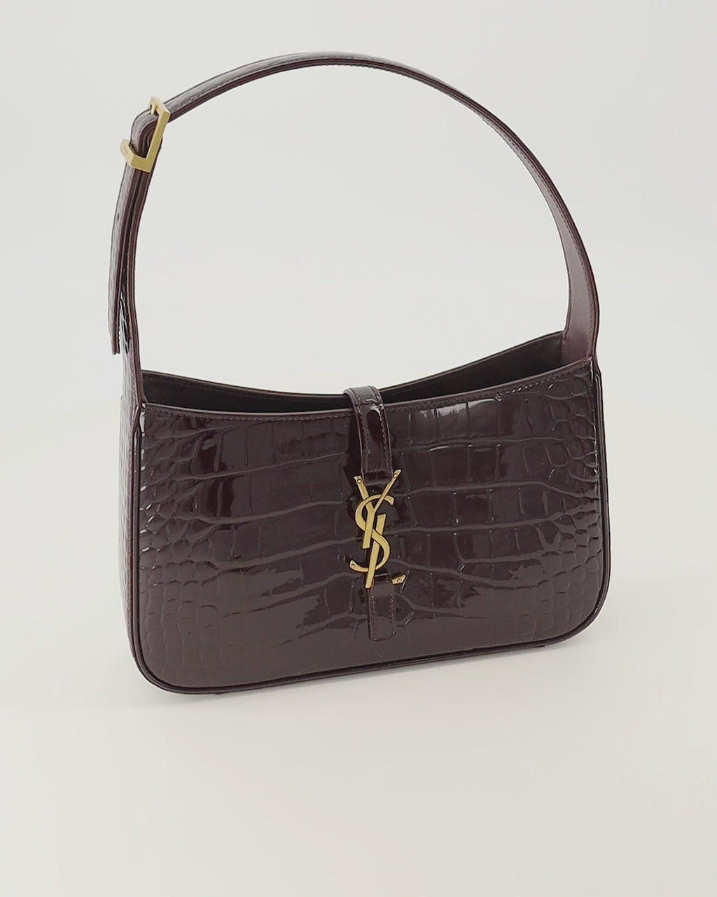 Sacs à main et épaule Bolsa Le 5 à 7 em Couro Verniz Crocodilo Embossado Bordeaux Saint Laurent Bordeaux Femme