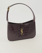 Sacs à main et épaule バージニアのエンボス加工クロコダイルパテントレザーのLe 5 à 7バッグ Saint Laurent Bordeaux Femme