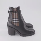 Botins Bottines en cuir à carreaux Burberry Preto Femme