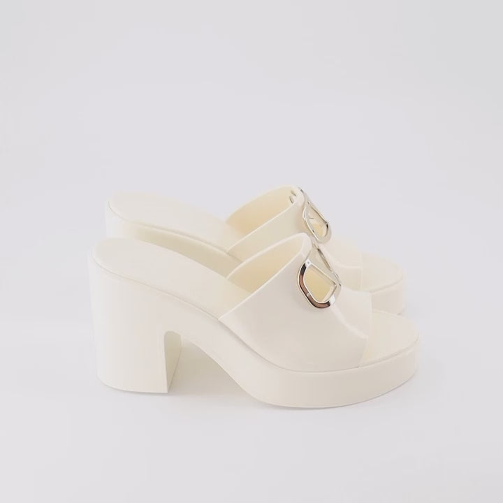 Offene schuhe Mules VLogo Valentino Garavani Weiß Femme