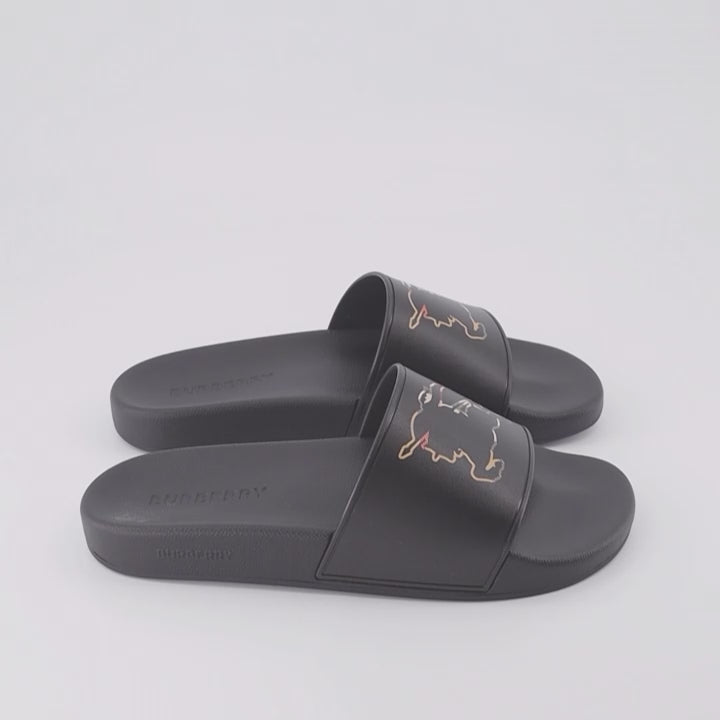 Chaussures ouvertes Claquettes Cavalier Burberry Noir Homme