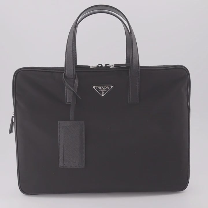 Borse sportive e da viaggio Porte-documents en Re-Nylon Prada Nero Homme