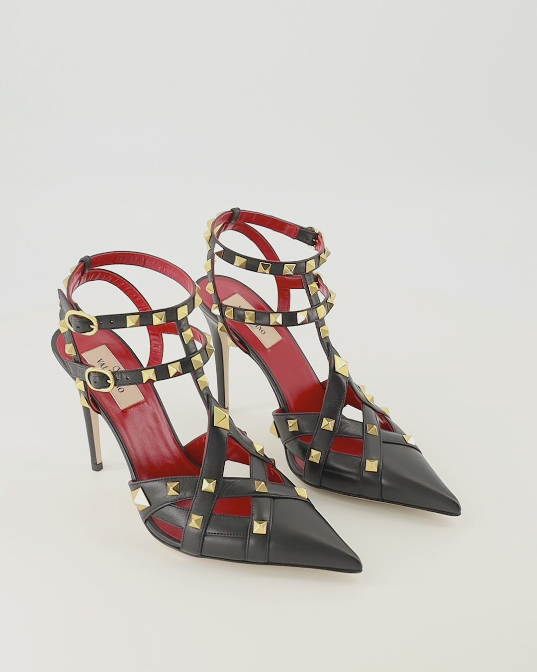 Escarpins Escarpins Rockstud en cuir noir et rouge Valentino Garavani Noir Femme