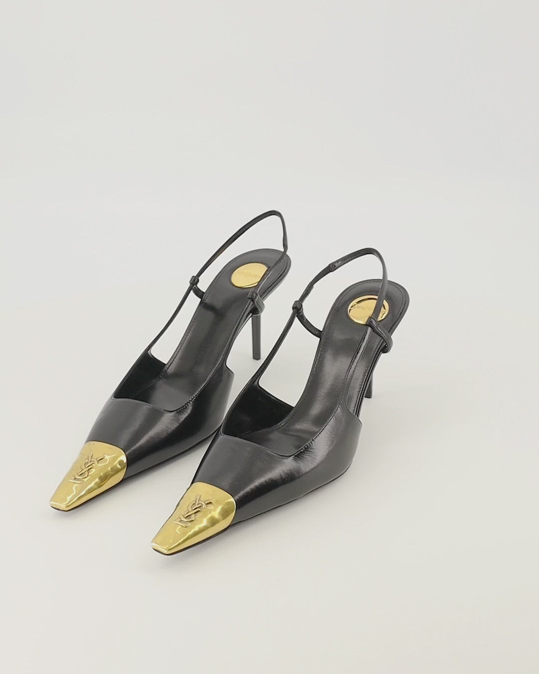 Escarpins Jeanne Slingback in Pelle Nera Saint Laurent Noir Femme