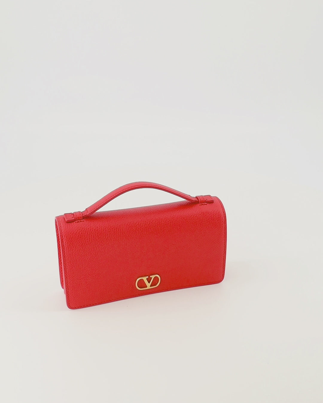 Petite maroquinerie Portafoglio a catena VLogo in pelle rossa Valentino Garavani Rouge Femme