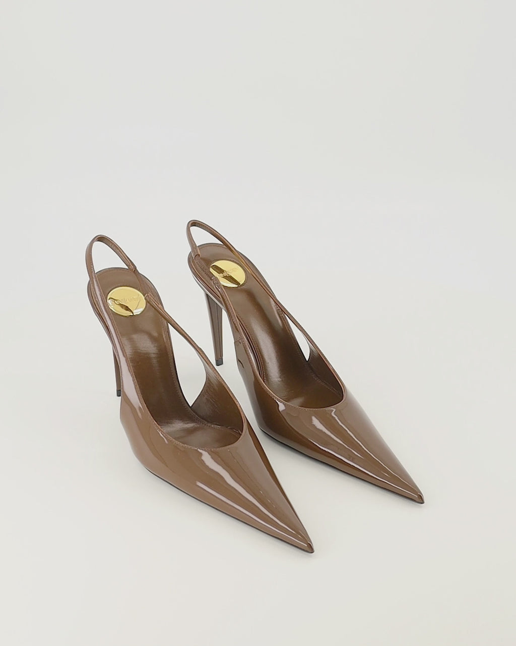 Chaussures ouvertes ゲルマンタン ブラウン パテントレザー スリングバック Saint Laurent Marron Femme