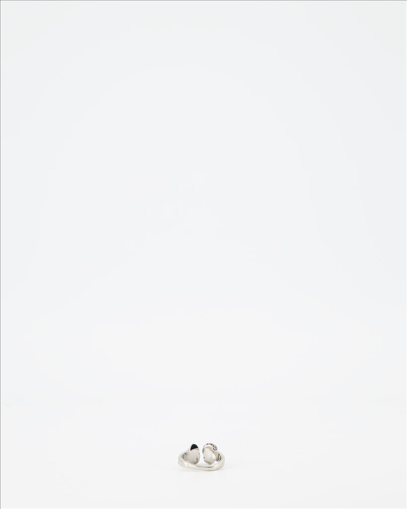 Bijoux Bague double Skull Alexander McQueen Argenté Homme