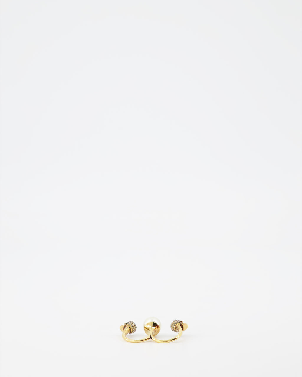 Bijoux Bague double Skull Alexander McQueen Doré Femme