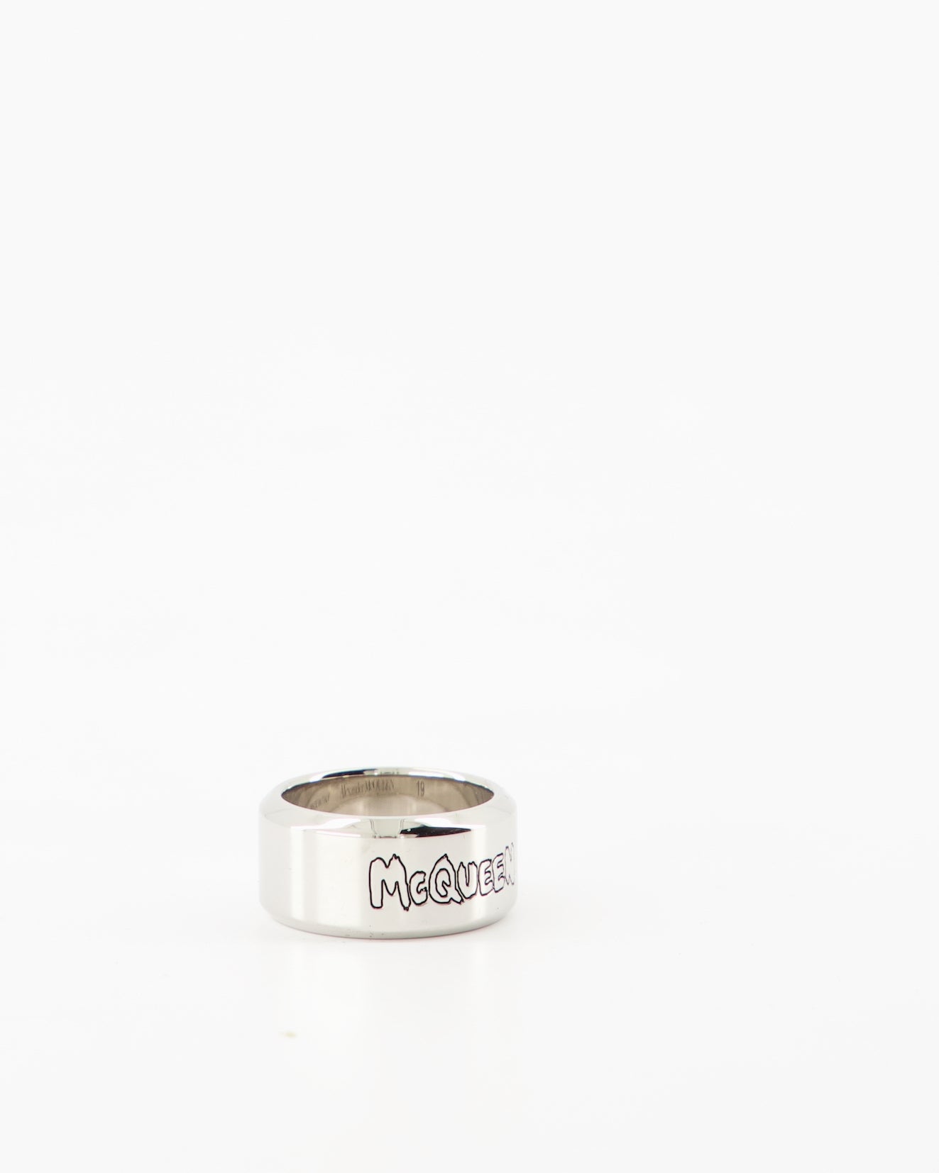 Bijoux Bague Graffiti Alexander McQueen Argenté Homme