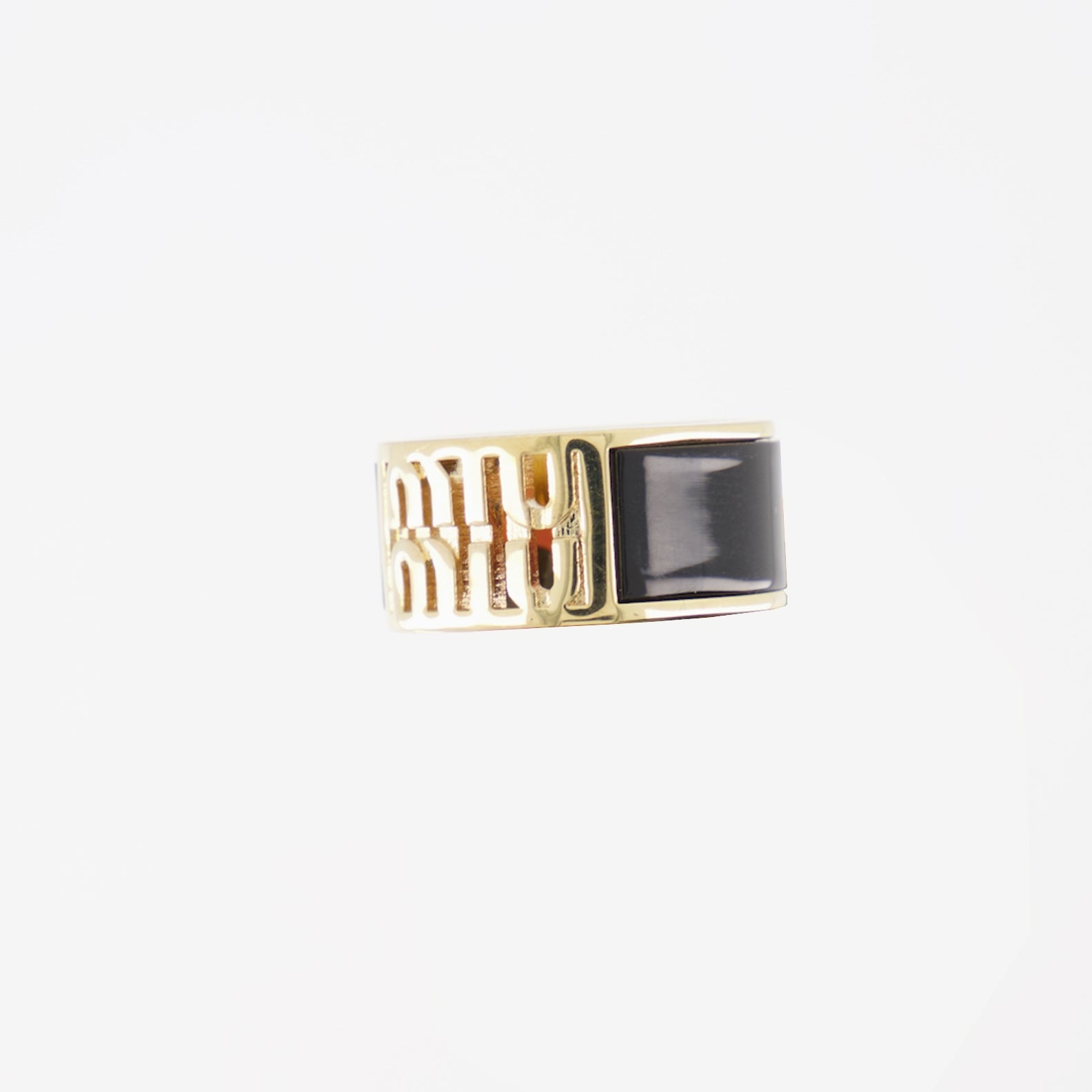 Bijoux Bague à logo Miu Miu Noir Femme
