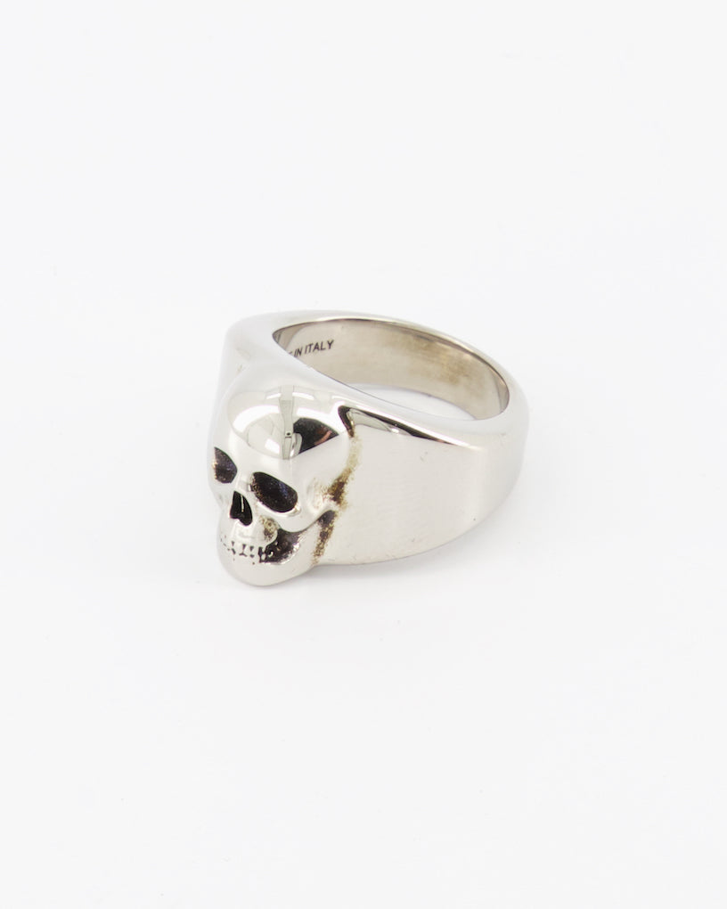 Bijoux Bague Skull Alexander McQueen Argenté Homme