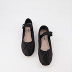 플랫 슈즈 Ballerines en soie Miu Miu 검은색 Femme