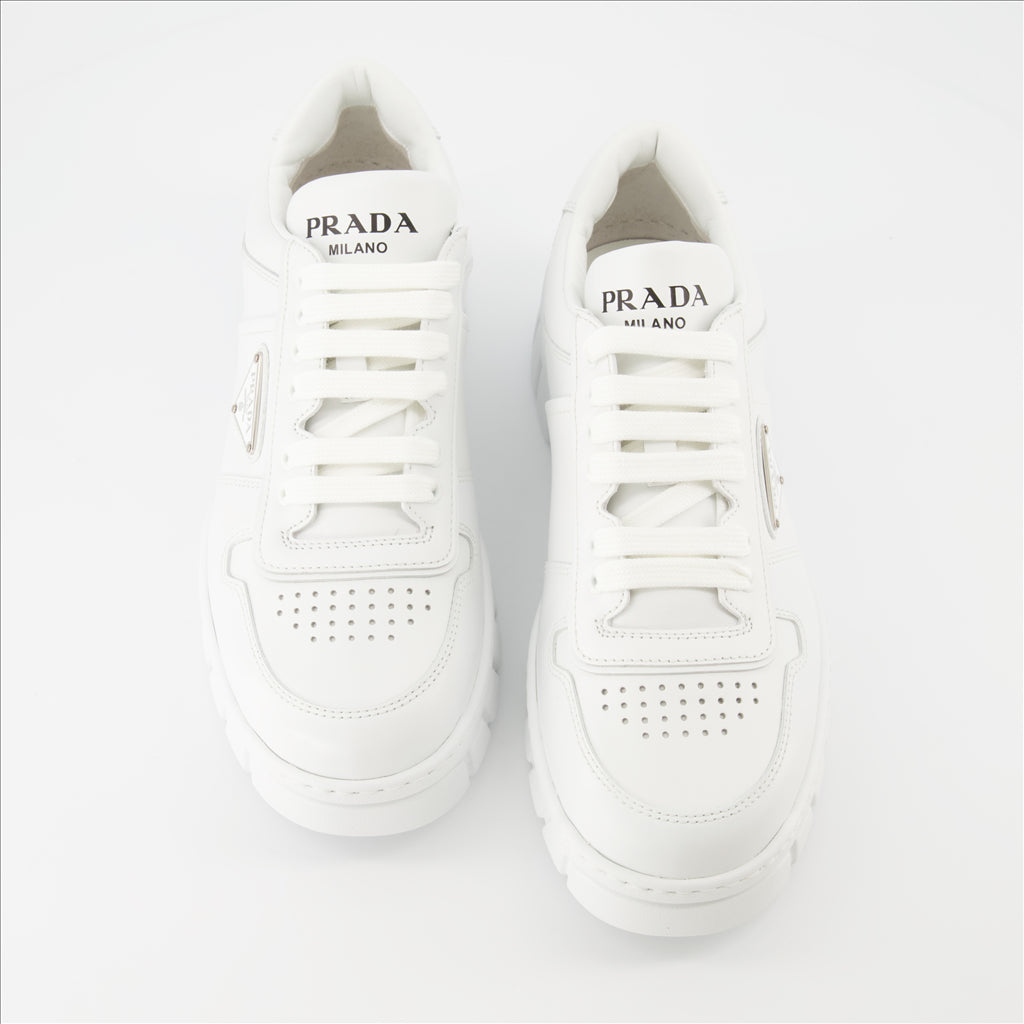Tênis Baskets en cuir Prada Branco Homme