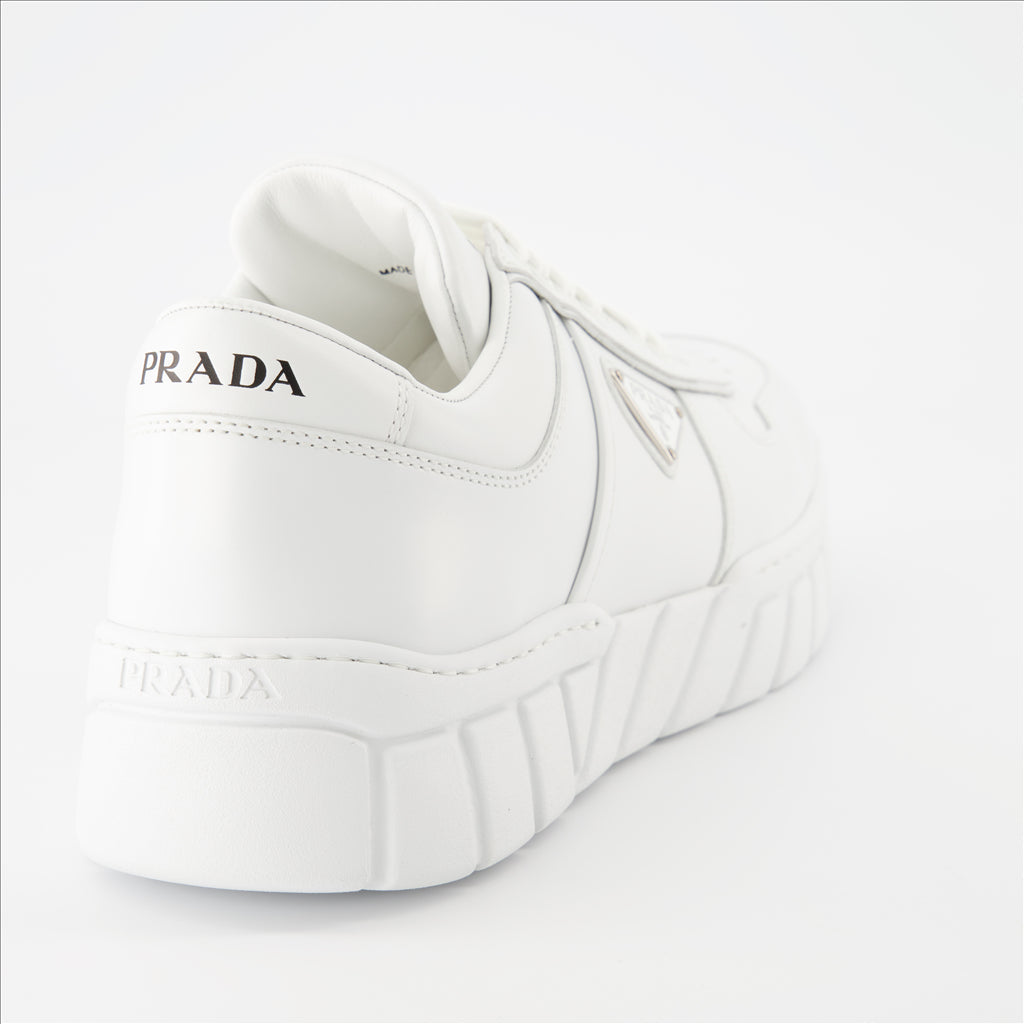 Tênis Baskets en cuir Prada Branco Homme