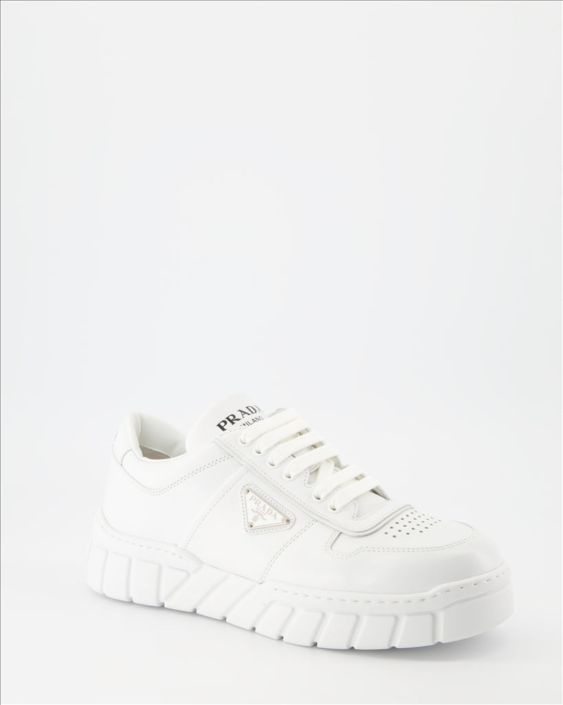 Tênis Baskets en cuir Prada Branco Homme