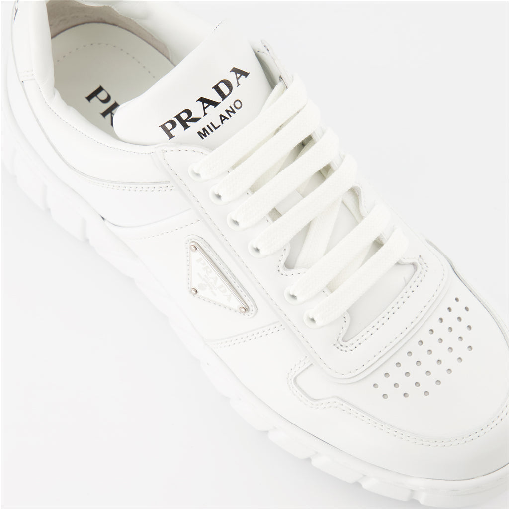 Tênis Baskets en cuir Prada Branco Homme