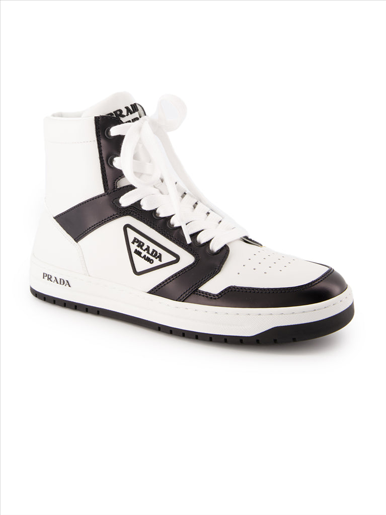 Sneaker Baskets en cuir Prada Weiß Femme