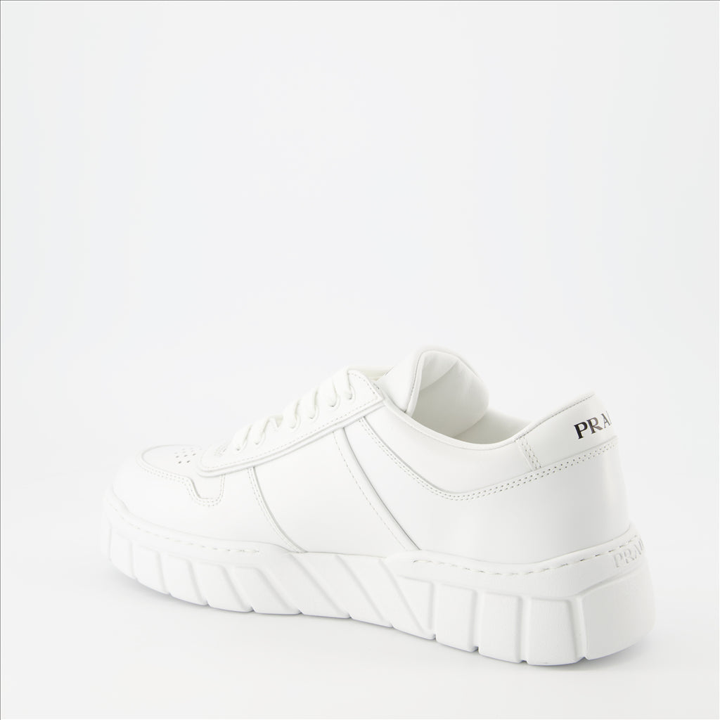 Tênis Baskets en cuir Prada Branco Homme