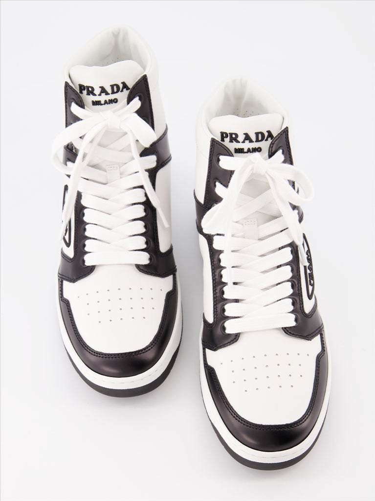 Sneaker Baskets en cuir Prada Weiß Femme
